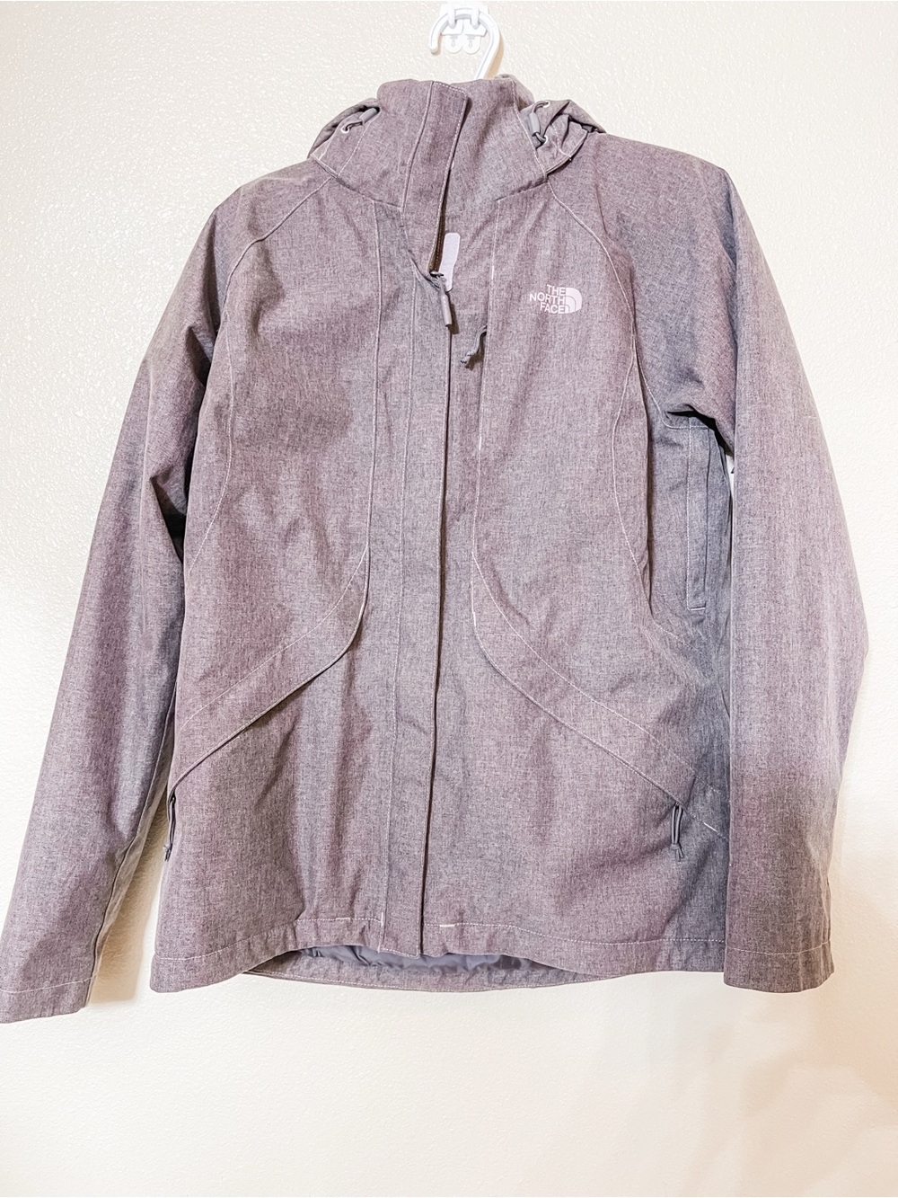 The North Face Light Heather Gray Hooded Jacket